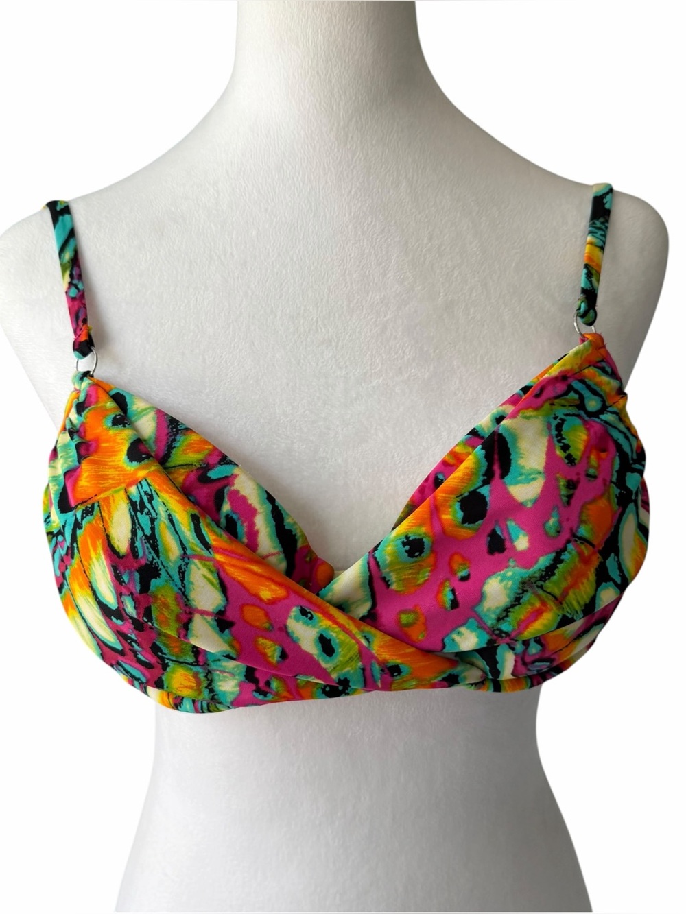Bikini Bay Bikini Top Womens Small Fit Multicolor Push Up Underwire Tie Back